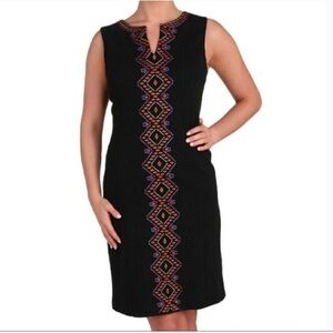 Peter Nygard Black Embroidered shift Dress size 14